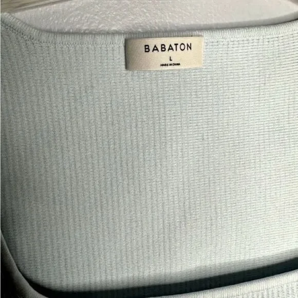 Aritzia Babaton Sculpt Knit Squareneck Top Womens Size Large Light Blue - Picture 5 of 7